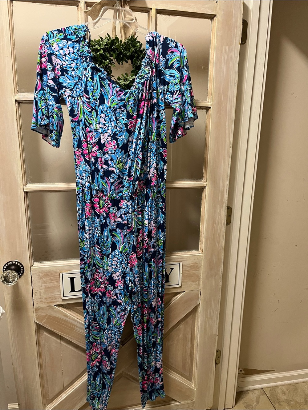 Lilly Pulitzer Blue Floral Jumpsuit Romper